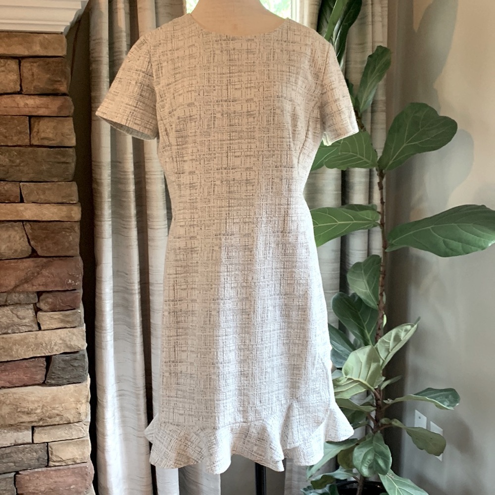 ANN Taylor size 14 white and grey print dress
